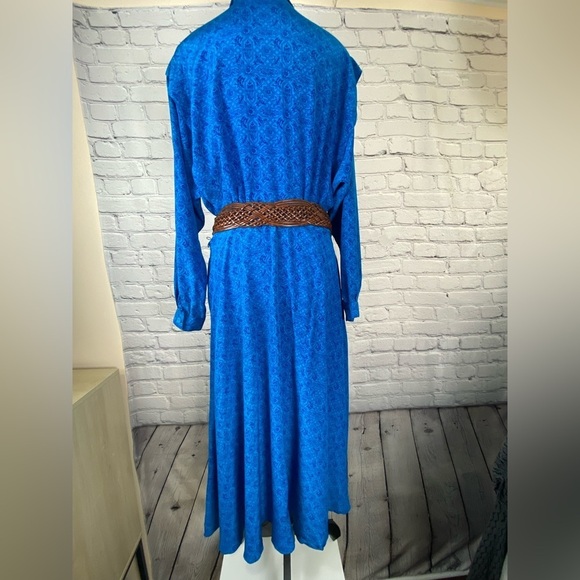 Liz Claiborne Geometric Vintage Shirt Dress Blue size Medium - Picture 8 of 16